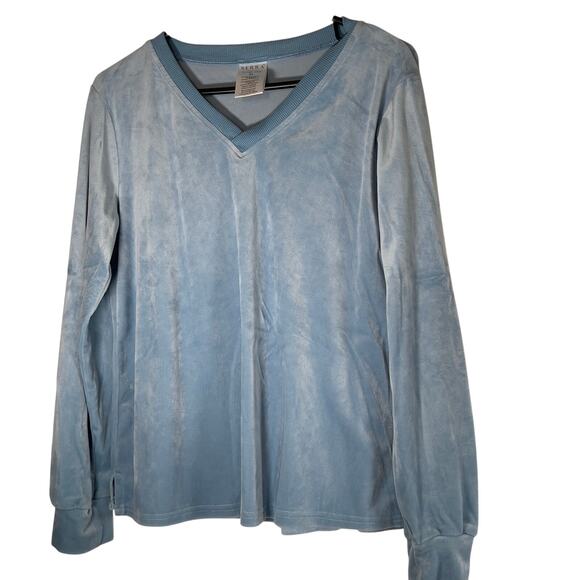 Serra Sky Blue Velour Set Top & Pants Women's Medium Pajamas Athletic Sweats - Picture 1 of 16